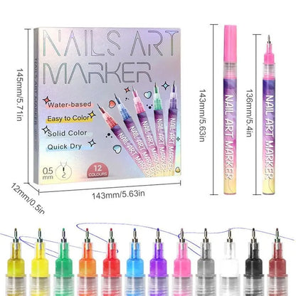 12 Colors Nail Marker Pen