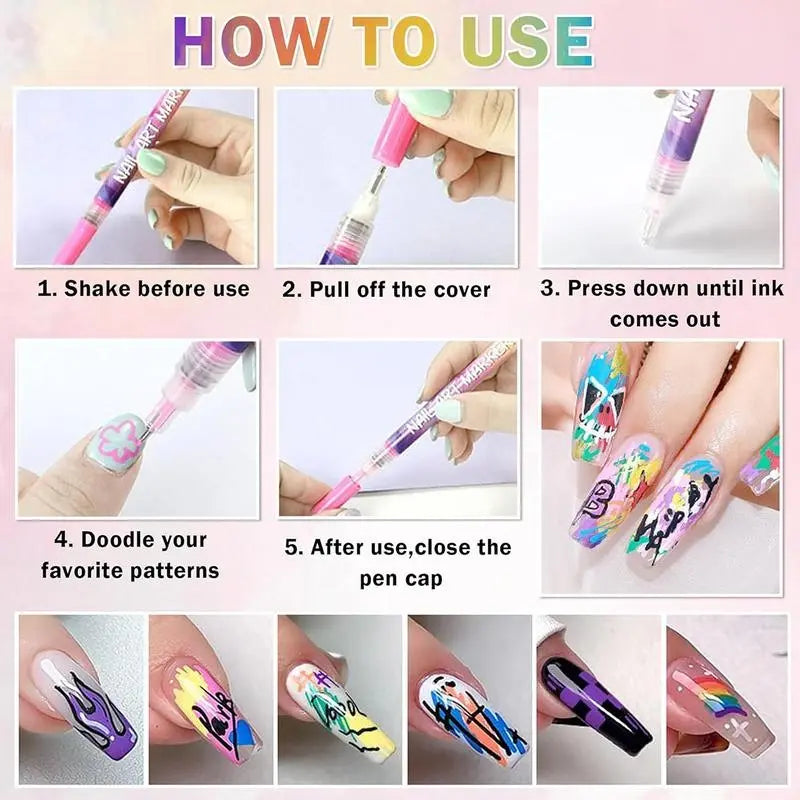 12 Colors Nail Marker Pen