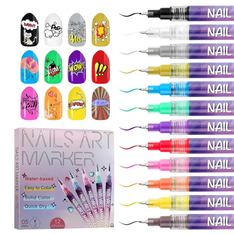 12 Colors Nail Marker Pen
