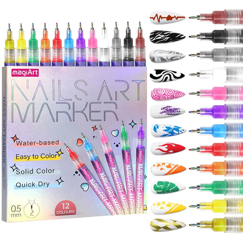 12 Colors Nail Marker Pen